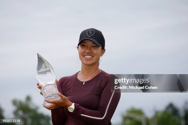 Annie Park poses with the trophy after winning the ShopRite LPGA Classic Presented by Acer on the Bay Course at Stockton Seaview Hotel and Golf Club...