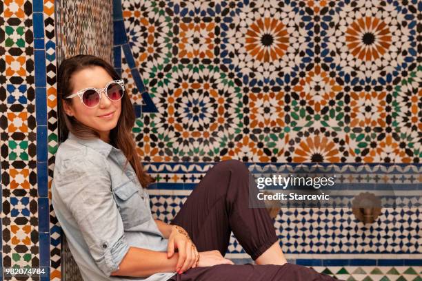 young woman visiting morocco - ceramics stock pictures, royalty-free photos & images