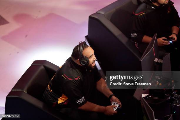 24k Dropoff I of Heat Check Gaming plays against Knicks Gaming on June 23, 2018 at the NBA 2K League Studio Powered by Intel in Long Island City, New...