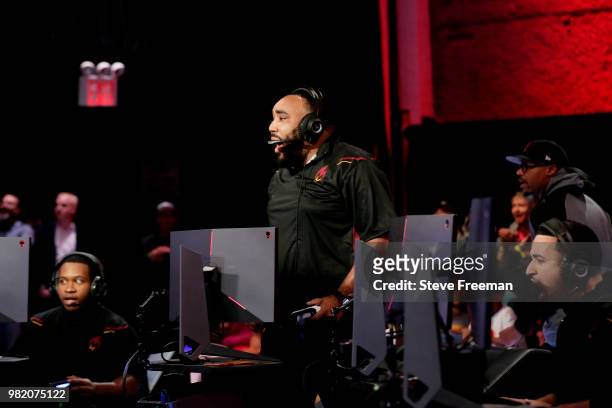 24k Dropoff I of Heat Check Gaming plays against Knicks Gaming on June 23, 2018 at the NBA 2K League Studio Powered by Intel in Long Island City, New...