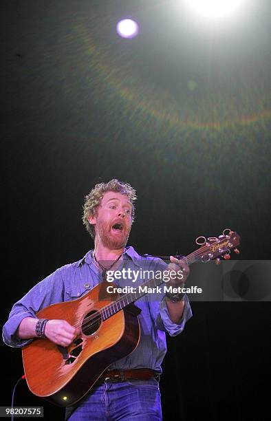Glen Hansard of The Swell Season performs on stage during Day 2 of Bluesfest 2010 at Tyagarah Tea Tree Farm on April 2, 2010 in Byron Bay, Australia.