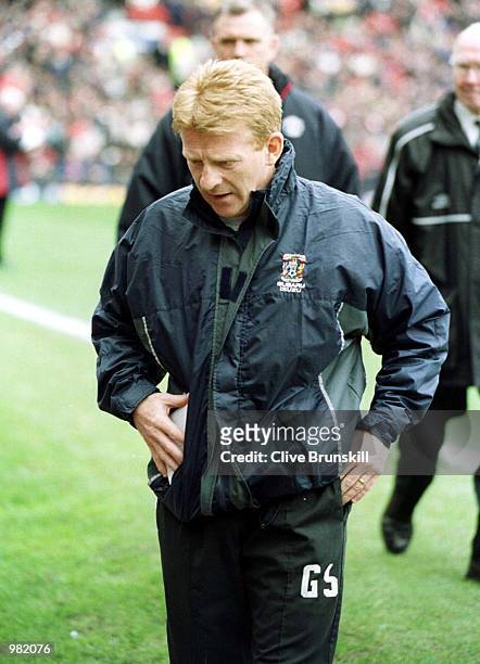 Disappointed Gordon Strachan of Coventry after the Manchester United v Coventry City FA Carling Premiership match at Old Trafford, Manchester....