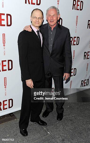 Actors David Hyde Pierce and Victor Garber attend the Broadway opening of "RED" at the John Golden Theatre on April 1, 2010 in New York City.