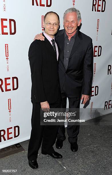 Actors David Hyde Pierce and Victor Garber attend the Broadway opening of "RED" at the John Golden Theatre on April 1, 2010 in New York City.