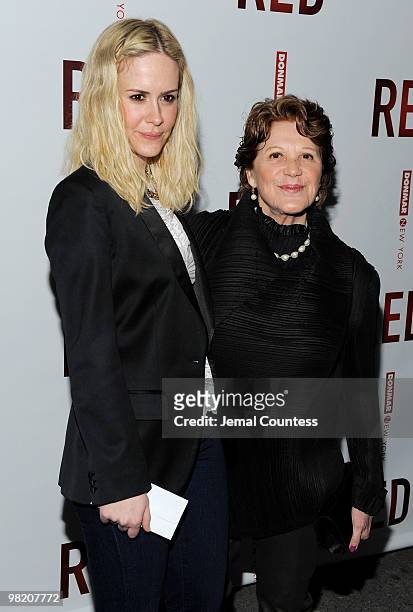 Actors Sarah Paulson and Linda Lavin attend the Broadway opening of "RED" at the John Golden Theatre on April 1, 2010 in New York City.