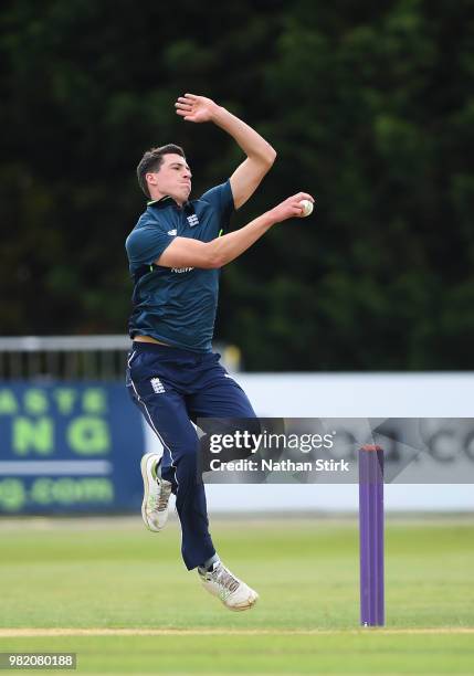 Matthew Fisher of England runs into bowl during the Tri-Series International match between England Lions and West Indies A at The 3aaa County Ground...