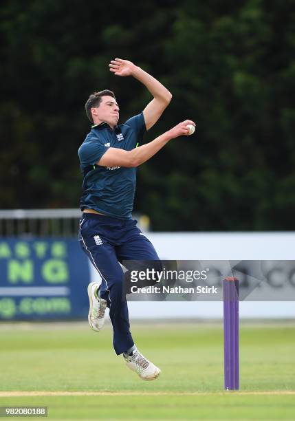 Matthew Fisher of England runs into bowl during the Tri-Series International match between England Lions and West Indies A at The 3aaa County Ground...
