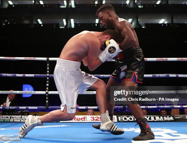 Raymond Sniedze and Darryl Williams in the International Super-Middleweight Contest at The O2, London.