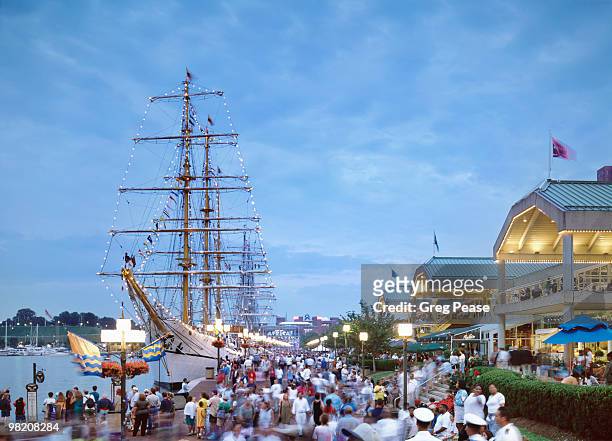 ecuadorean tall ship guayas docked at harbor place - greg pease stock pictures, royalty-free photos & images