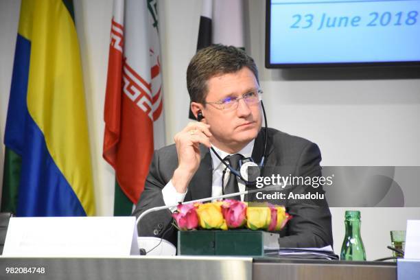 Energy Minister of Russia Alexander Novak, attends a news conference after a meeting of the 4th Organisation of Petroleum Exporting Countries and...