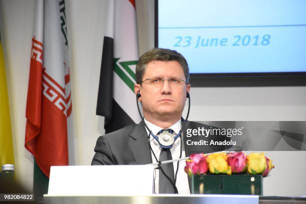 Energy Minister of Russia Alexander Novak, attends a news conference after a meeting of the 4th Organisation of Petroleum Exporting Countries and...