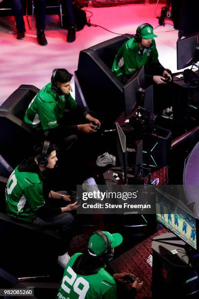 A general view of the match between the Celtics Crossover Gaming and Grizz Gaming on June 23, 2018 at the NBA 2K League Studio Powered by Intel in...