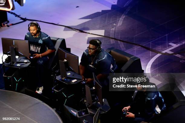 A general view of the match between the Celtics Crossover Gaming and Grizz Gaming on June 23, 2018 at the NBA 2K League Studio Powered by Intel in...