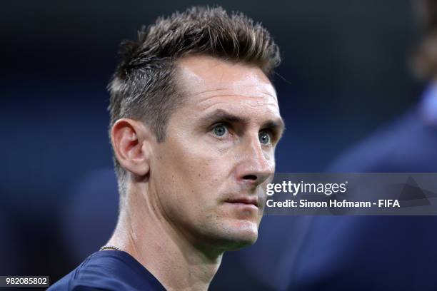 Assistant coach of Germany Miroslav Klose looks on prior to the 2018 FIFA World Cup Russia group F match between Germany and Sweden at Fisht Stadium...