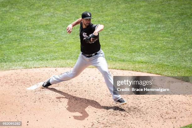 James Shields of the Chicago White Sox pitches against the Minnesota Twins on June 7, 2018 at Target Field in Minneapolis, Minnesota. The Twins...