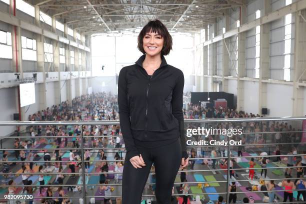 Co-founder Tone It Up Karena Dawn attends the Studio Tone It Up Live! at Duggal Greenhouse on June 23, 2018 in Brooklyn, New York.