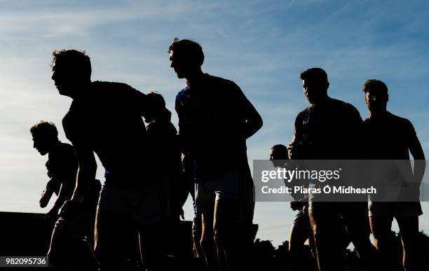 Longford , Ireland - 23 June 2018; Longford players break away after the team photograph before the GAA Football All-Ireland Senior Championship...