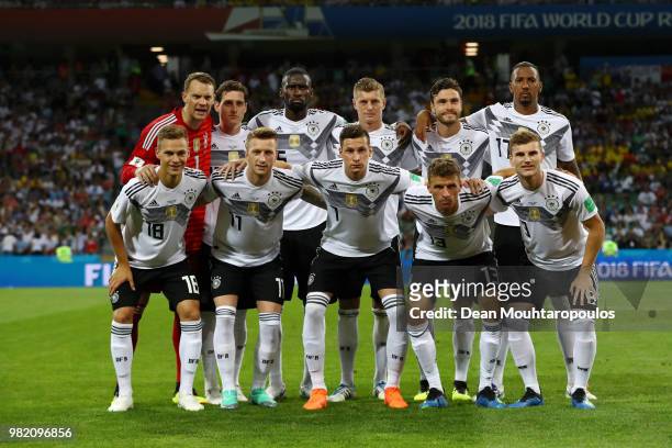 Germany pose prior to the 2018 FIFA World Cup Russia group F match between Germany and Sweden at Fisht Stadium on June 23, 2018 in Sochi, Russia.