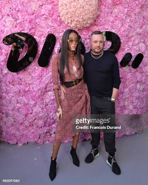 Winnie Harlow and Kim Jones attend the Dior Homme Menswear Spring/Summer 2019 show as part of Paris Fashion Week on June 23, 2018 in Paris, France.