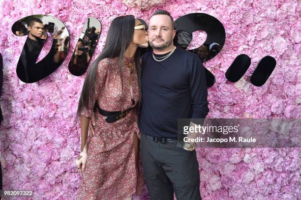 Winnie Harlow and Kim Jones attend the Dior Homme Menswear Spring/Summer 2019 show as part of Paris Fashion Week on June 23, 2018 in Paris, France.
