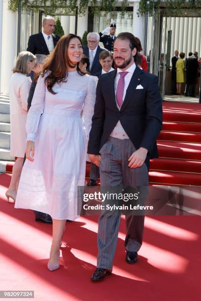 Princess Claire and Prince Felix of Luxembourg attend official reception at Luxembourg Philarmonie hall for National Day on June 23, 2018 in...