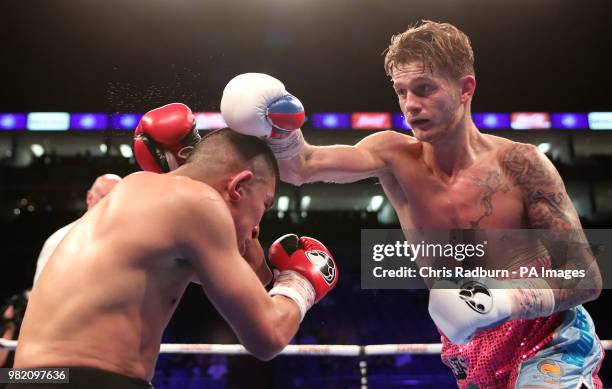 Lester Cantillano and Archie Sharp in the International Super-Featherweight Contest at The O2, London