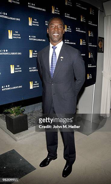 Actor Isaiah Washington attends the National Lab Day Kick-Off Dinner hosted by the Creative Coalition and National Lab Day promoting student...