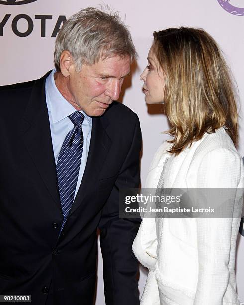 Harrison Ford and Calista Flockhart arrive to the 20th Anniversary - 2009 EMA Awards held on the backlot at Paramount Studios on October 25, 2009 in...