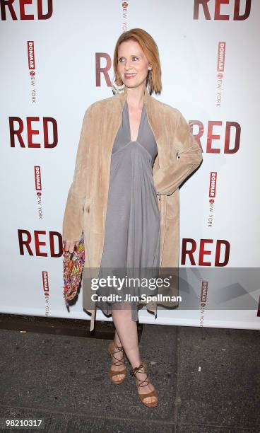 Actress Cynthia Nixon attends the opening night of "RED" on Broadway at the Golden Theatre on April 1, 2010 in New York City.