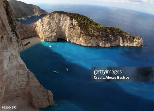 navagio bay of zakynthos - navagio stock pictures, royalty-free photos & images