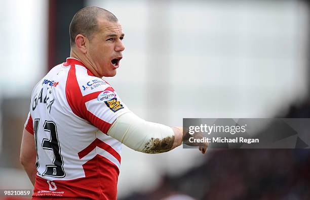 Ben Galea of Hull KR shouts instuctions to team mates during the engage Super League match between Hull Kingston Rovers and Hull FC at Craven Park on...