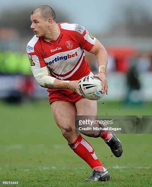 Ben Galea of Hull KR runs with the ball during the engage Super League match between Hull Kingston Rovers and Hull FC at Craven Park on April 2, 2010...