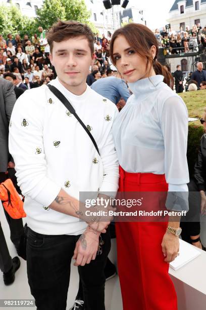 Victoria Beckham and her son Brooklyn Beckham attend the Dior Homme Menswear Spring/Summer 2019 show as part of Paris Fashion Week on June 23, 2018...