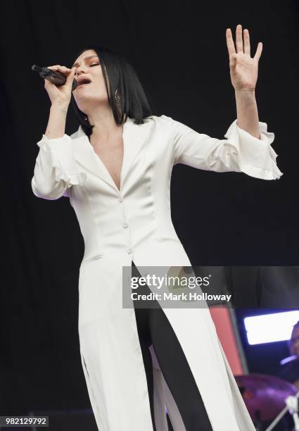 Jessie J performing on the main stage at Seaclose Park on June 23, 2018 in Newport, Isle of Wight.