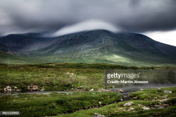 overcast sky above mountains and valley, helags, jamtland, sweden - jamtland stock pictures, royalty-free photos & images