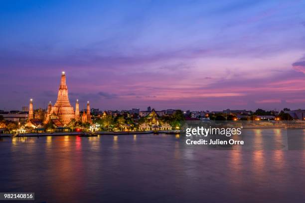 sunset on the chao phraya river - cambodia stock pictures, royalty-free photos & images