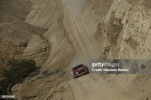 Daniel Sordo of Spain and Marc Marti of Spain compete in their Citroen C4 Total during Leg 2 of the WRC Rally Jordan on April 2 , 2010 in Amman,...