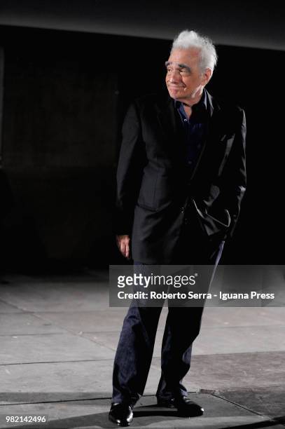 American movie director Martin Scorsese attends the inauguration of the "Sottole Stelle del Cinema Film Festival at piazza Maggiore on June 21, 2018...