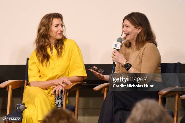 Alysia Reiner and Jeanne Tripplehorn speak onstage during Women Behind the Words at the 2018 Nantucket Film Festival - Day 4 on June 23, 2018 in...