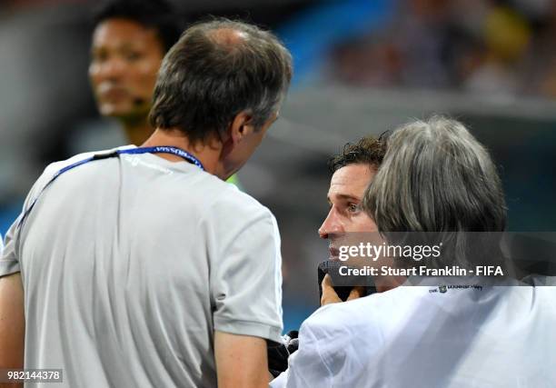 Sebastian Rudy of Germany leaves the pitch following an injury during the 2018 FIFA World Cup Russia group F match between Germany and Sweden at...