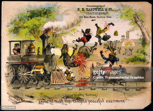 Trade Card depicting cruelty and violence in the treatment of African Americans by Southerners shortly after the Civil War, ca.1882.