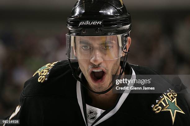 Mike Ribeiro of the Dallas Stars skates against the San Jose Sharks on March 31, 2010 at the American Airlines Center in Dallas, Texas.