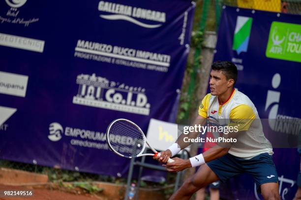 Thiago Monteiro during match between Thiago Monteiro and Paolo Lorenzi during Men Semi-Final match at the Internazionali di Tennis Città dell'Aquila...