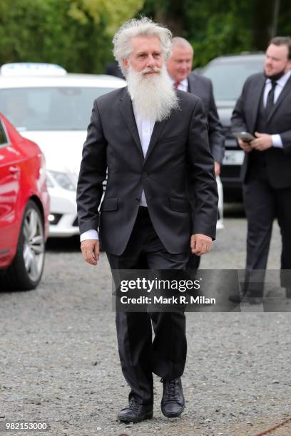 Guests arriving at Rayne Church in Kirkton on Rayne for the wedding of Kit Harrington and Rose Leslie on June 23, 2018 in Aberdeen, Scotland.