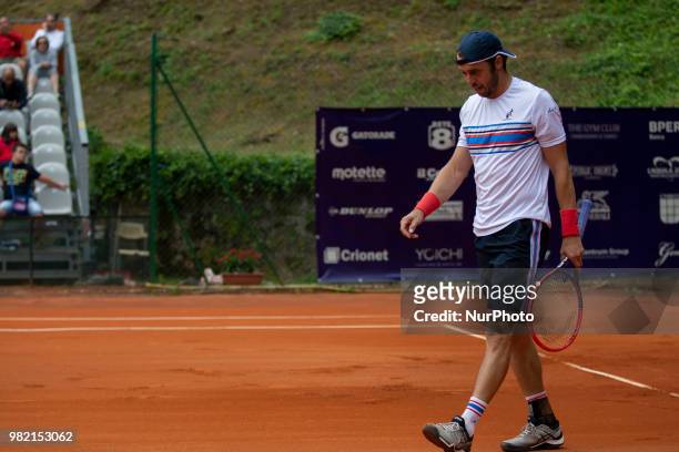 Paolo Lorenzi during match between Thiago Monteiro and Paolo Lorenzi during Men Semi-Final match at the Internazionali di Tennis Citt dell'Aquila in...
