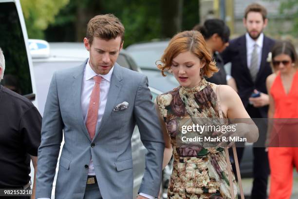 Guests arriving at Rayne Church in Kirkton on Rayne for the wedding of Kit Harrington and Rose Leslie on June 23, 2018 in Aberdeen, Scotland.