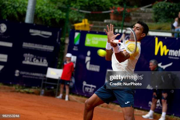 Thiago Monteiro during match between Thiago Monteiro and Paolo Lorenzi during Men Semi-Final match at the Internazionali di Tennis Città dell'Aquila...