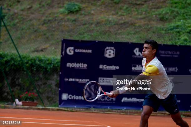 Thiago Monteiro during match between Thiago Monteiro and Paolo Lorenzi during Men Semi-Final match at the Internazionali di Tennis Città dell'Aquila...