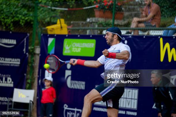 Paolo Lorenzi during match between Thiago Monteiro and Paolo Lorenzi during Men Semi-Final match at the Internazionali di Tennis Citt dell'Aquila in...