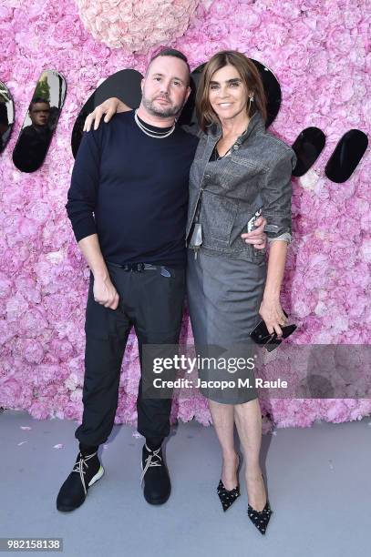 Kim Jones and Carine Roitfeld attend the Dior Homme Menswear Spring/Summer 2019 show as part of Paris Fashion Week on June 23, 2018 in Paris, France.